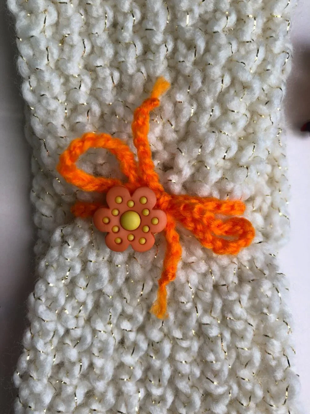 Knitted headband, Ear warmer with flower button